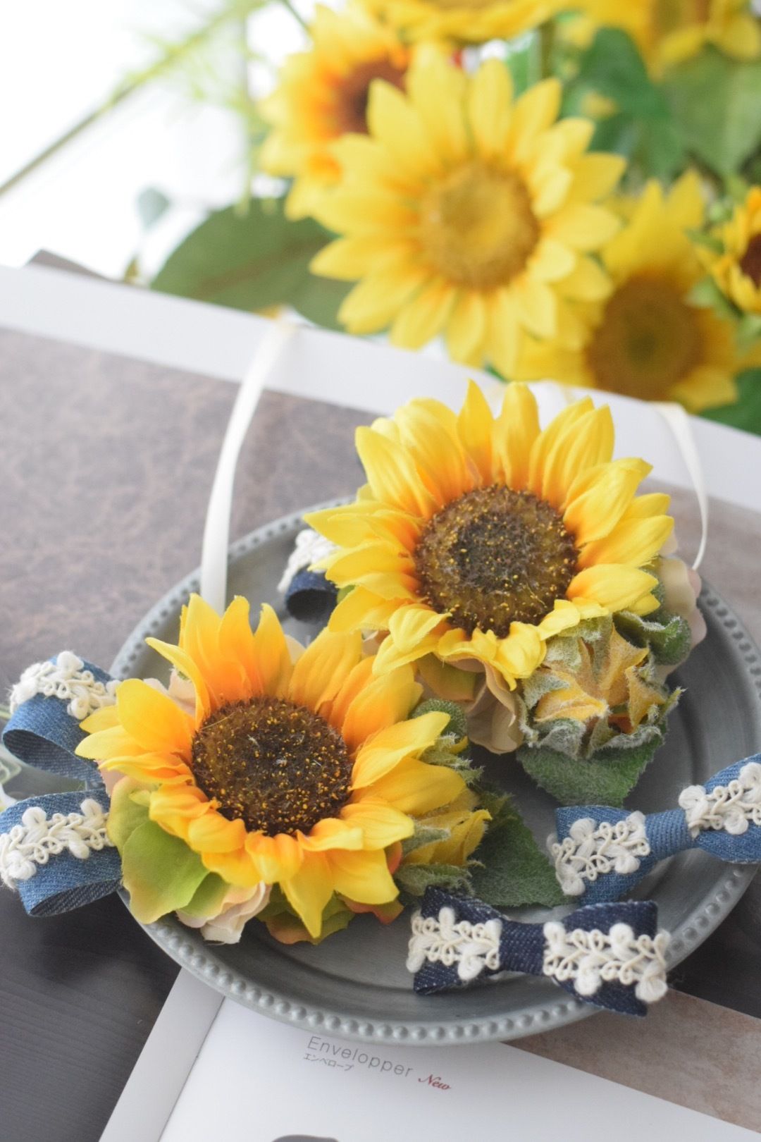 限定】デニムひまわりチョーカー &リボン | m@rihana