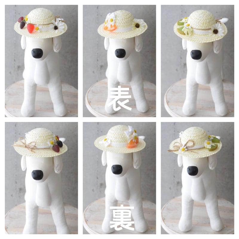 weekends 麦わら帽子を被った少年と愛犬テリアのブロチ フルーツ麦わら帽子 | m@rihana