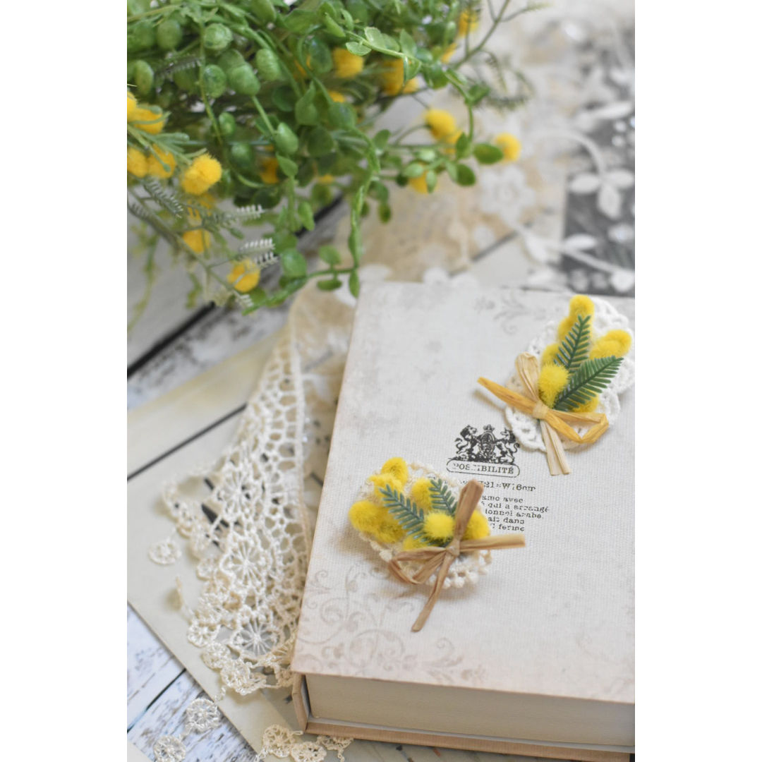 【オーダー】すりガラス風バレッタ ミモザ オーダー】すりガラス風バレッタ ミモザ