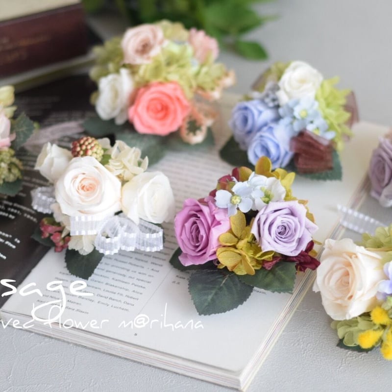 プリザーブドフラワー ご注文 受けつけています(*^_^*) プリザーブドフラワーコサージュ（受注制作） | m@rihana