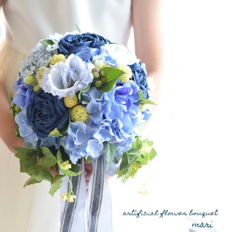 gun様ご確認用＊ブルーデニムのブーケ＊お花 ブルーデニムブーケ・アーティフィシャルフラワー | m@rihana