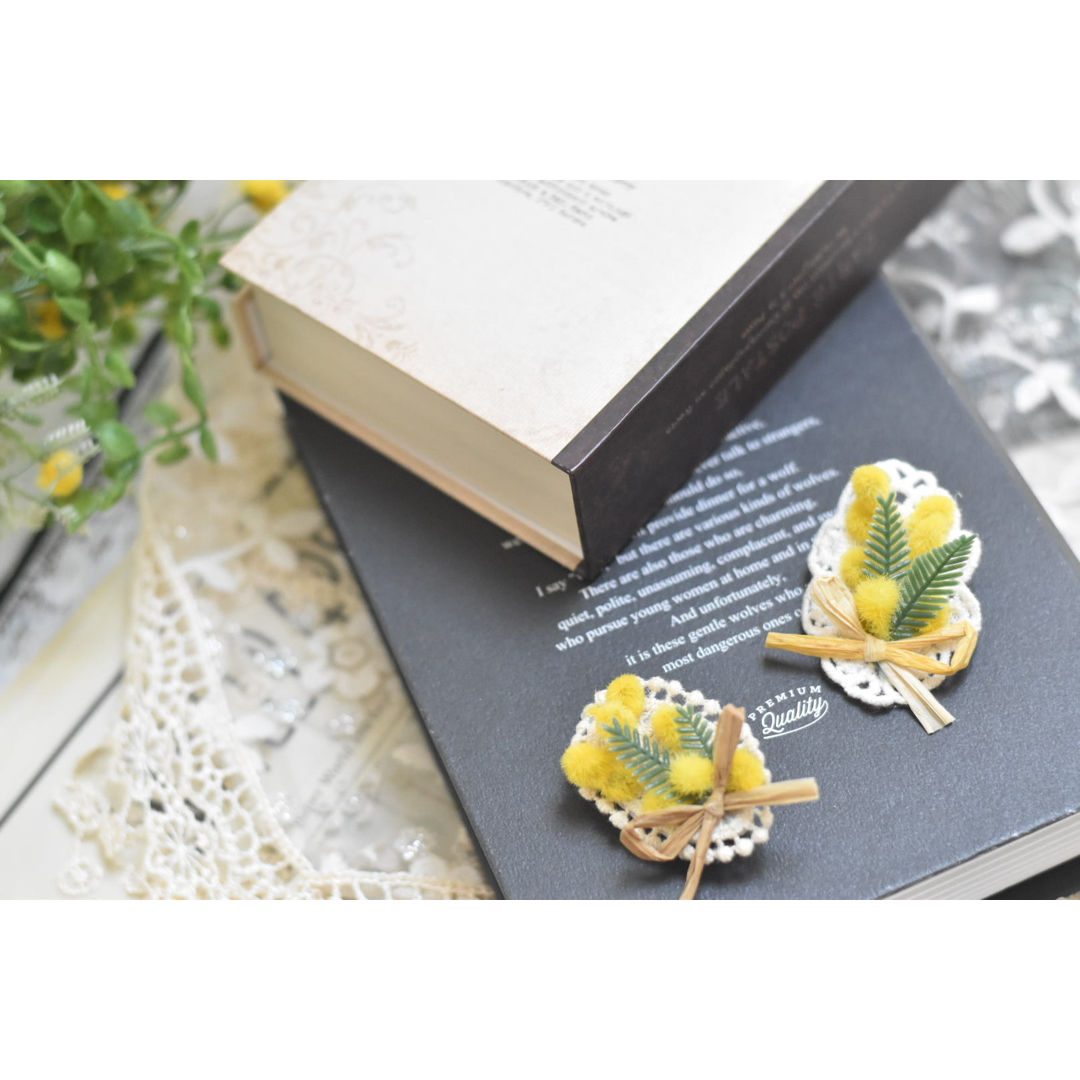 【オーダー】すりガラス風バレッタ ミモザ オーダー】すりガラス風バレッタ ミモザ