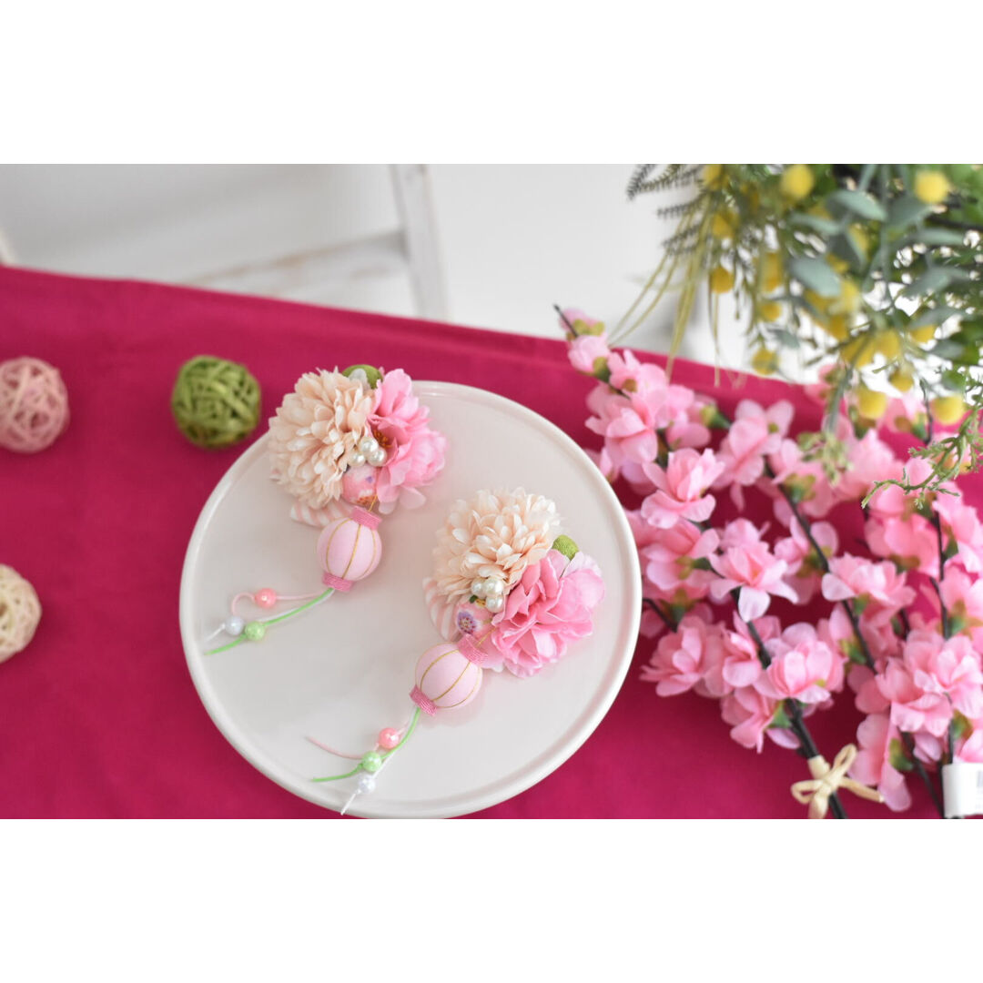 【限定】ひな祭り💓桃の花バレッタ