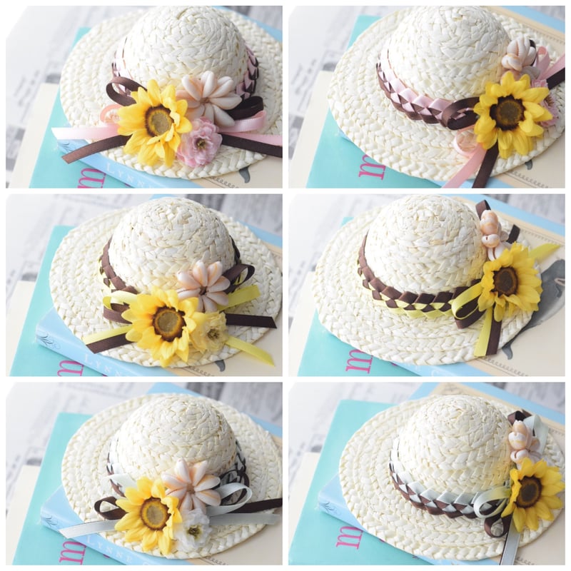 ひまわり麦わら帽子・編みリボン貝殻付き🐚 | m@rihana 
