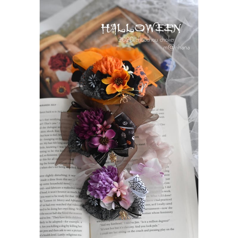 ダダブジ 様★ハロウィン★バラ2色トリミングリボンチョーカーNO1 ダダブジ 様☆ハロウィン☆バラ2色トリミングリボンチョーカーNO1