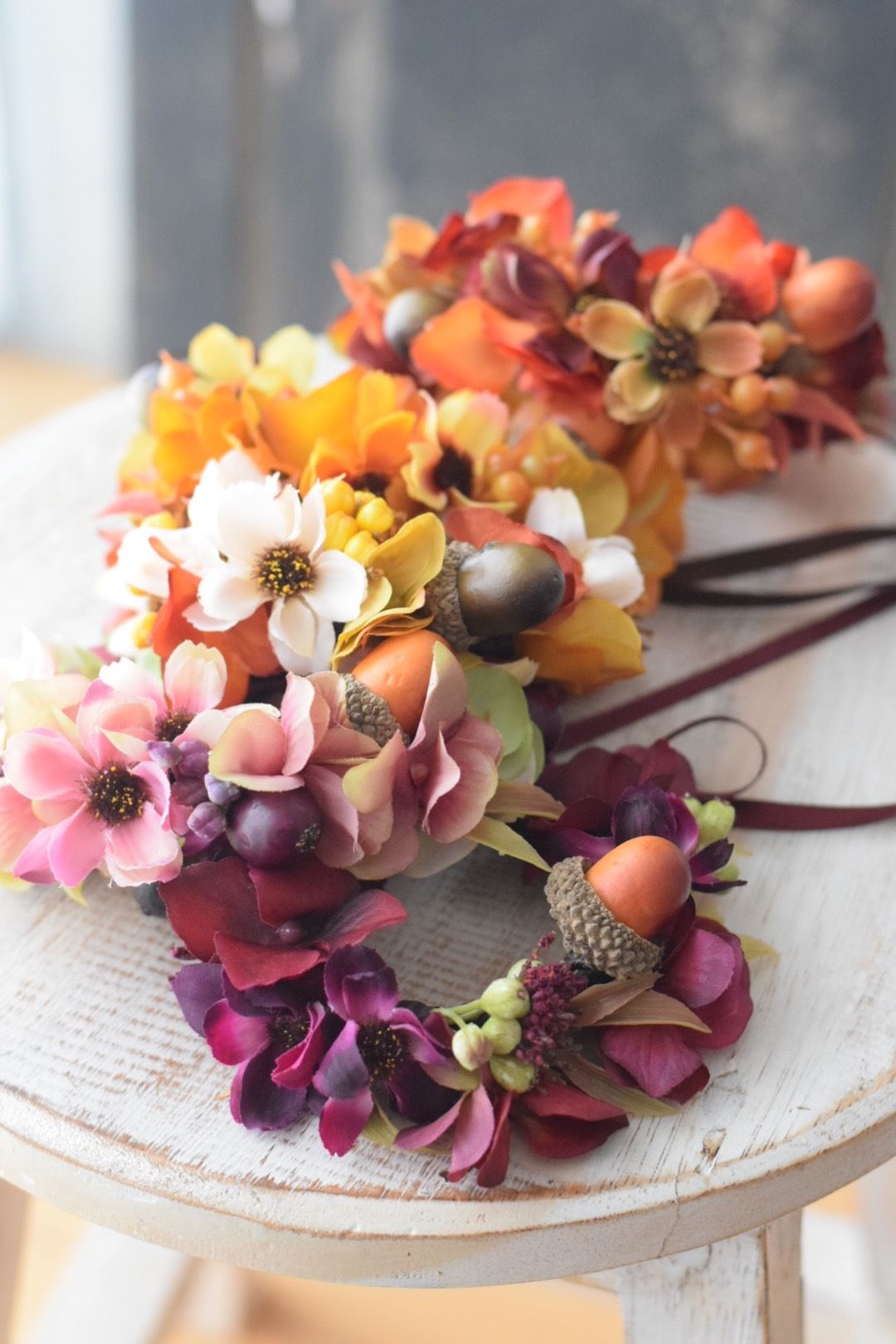 秋の造花　お楽しみ箱いっぱい‼️柿、毬栗、紅葉、ススキ、どんぐり… polako_40-747i