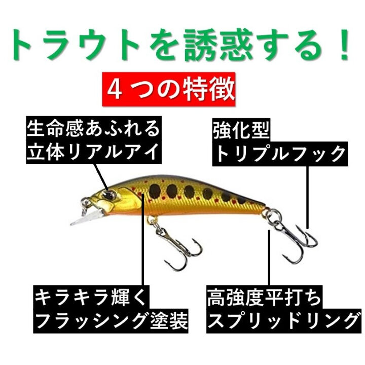 ナイトアーミー 釣具ルアー 3.5g トラウトミノー 5色 ルアーセット