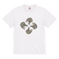 【送料無料】内澤旬子描き下ろし キジトラ（丸形）Ｔシャツ（ホワイト色／ S・M・L・XL・XXL）