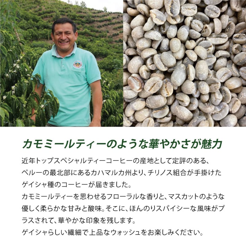 生豆】ペルー チリノス組合 ゲイシャ ウォッシュ PERU Chirinos