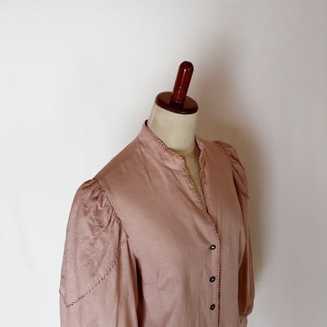 80's Euro Vintage Dusky Pink Cotton Folklore Blouse