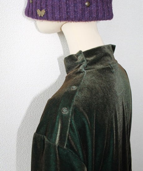 80s 玉虫 velour top made in japan
