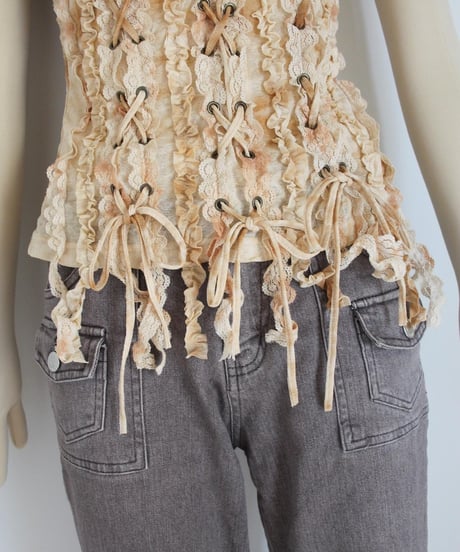 late00s 🗝️🦂🕯️ lace-up top made in korea