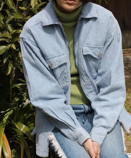 90s 🧊 blue corduroy zip-up jacket made in china