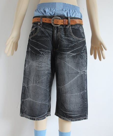 late00s-early10s 🩻🌫️🦇 trash denim shorts made in china