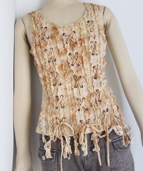 late00s 🗝️🦂🕯️ lace-up top made in korea
