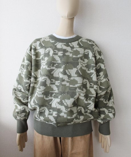 90s abstract 迷彩 knit sweater made in korea
