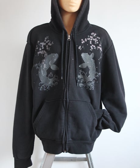 00s 🌸🌌 和柄 zip-up hoodie made in china