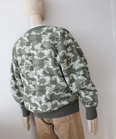 90s abstract 迷彩 knit sweater made in korea