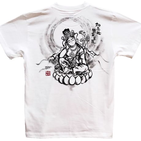 手描きTシャツ 仏画 No.8 如意輪観音 白