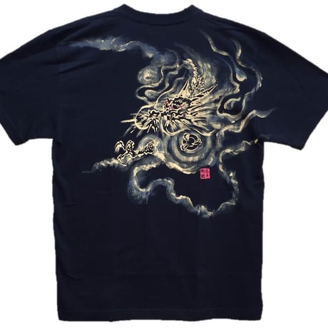 手描きTシャツ 龍神 黒