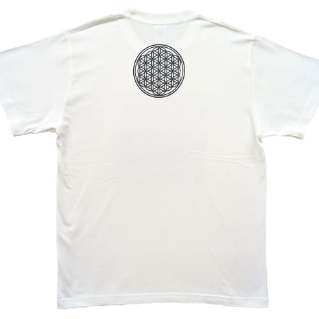 【Tシャツ】 フラワー・オブ・ライフ　麻炭　白