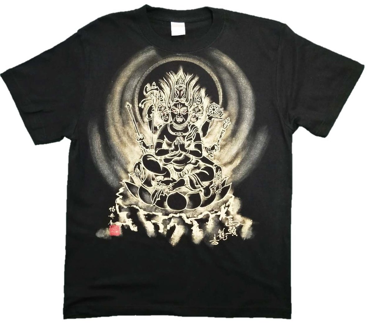 手描きTシャツ 仏画 No.27 馬頭観音 黒 | 伯舟庵 WEB ストア (JAPAN)