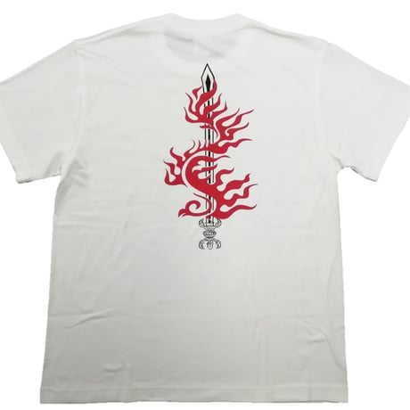 Tシャツ 梵字 No.10 不動明王 くりから炎 白