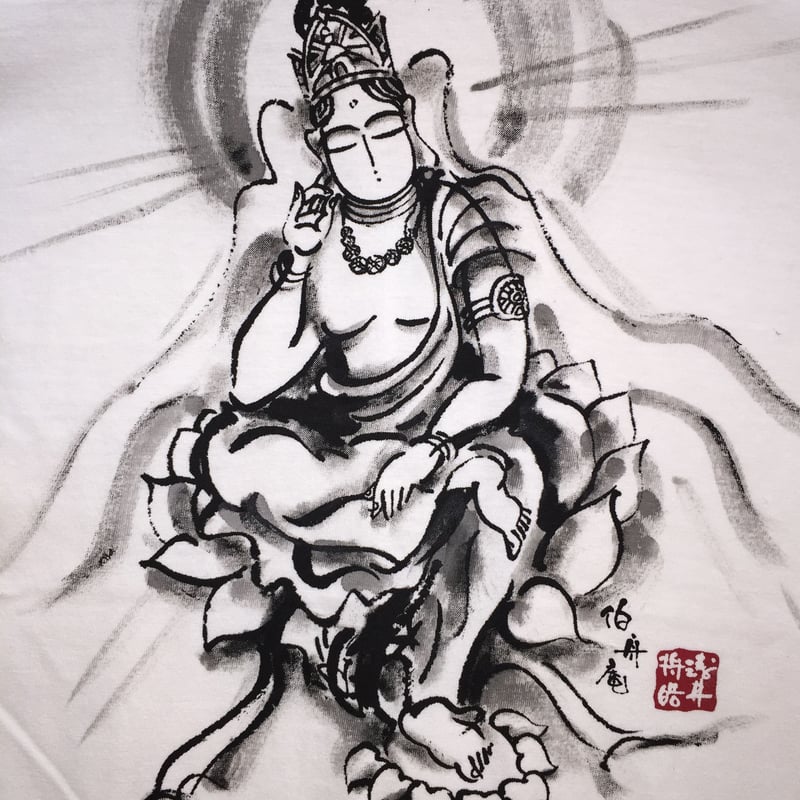 送料無料　手描き 原画 仏画【白度母】落款サイン有り 額装付 送料無料 手描き 原画 仏画【白度母】落款サイン有り 額装付