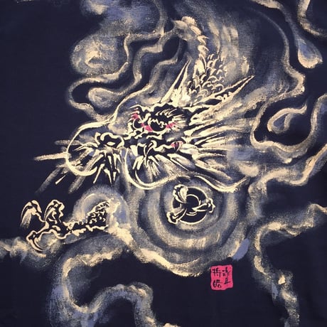 手描きTシャツ 龍神 黒