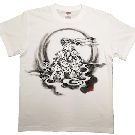 手描きTシャツ 仏画 No.21 六地蔵 白