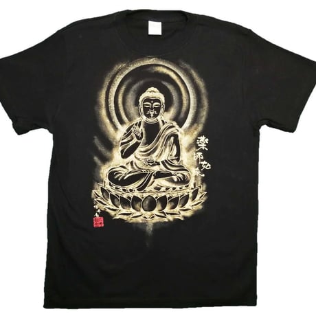 手描きTシャツ 仏画 No.22 薬師如来 黒