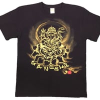 手描きTシャツ 仏画 No.14 ガネーシャ 黒