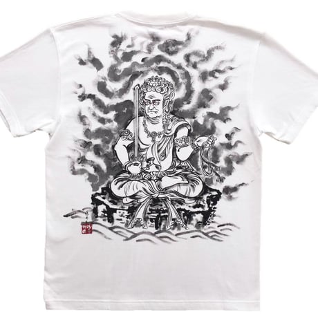 手描きTシャツ 仏画 No.2 不動明王 白