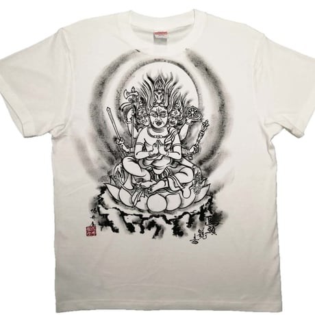 手描きTシャツ 仏画 No.27 馬頭観音 白