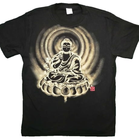 手描きTシャツ 仏画 No.23 かわいい薬師如来 黒