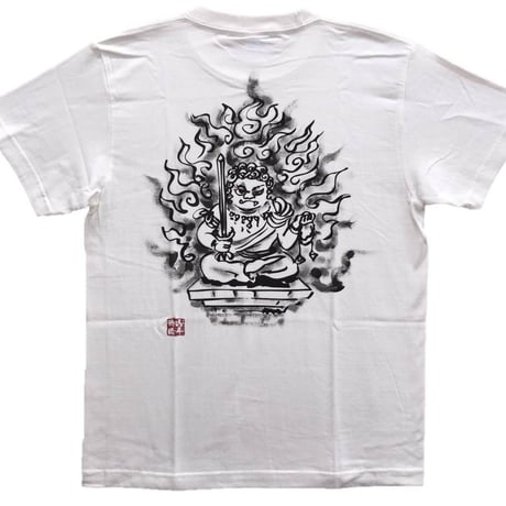 手描きTシャツ No.3 かわいい不動明王 白