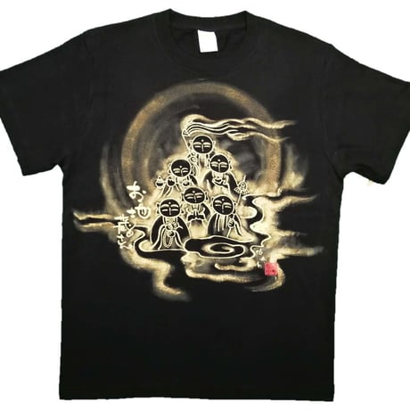 手描きTシャツ 仏画 No.21 六地蔵 黒