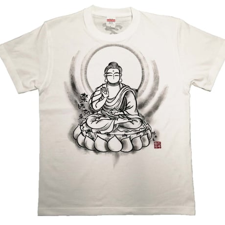 手描きTシャツ 仏画 No.23 かわいい薬師如来 白