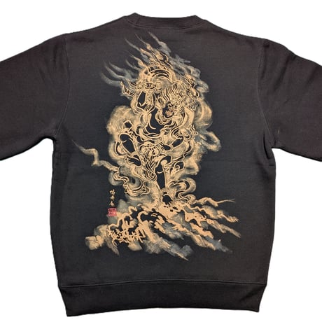 手描きトレーナー (長袖 裏起毛) 仏画 No.1 蔵王権現 黒