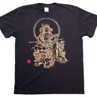 手描きTシャツ 仏画 No.17 文殊菩薩 黒