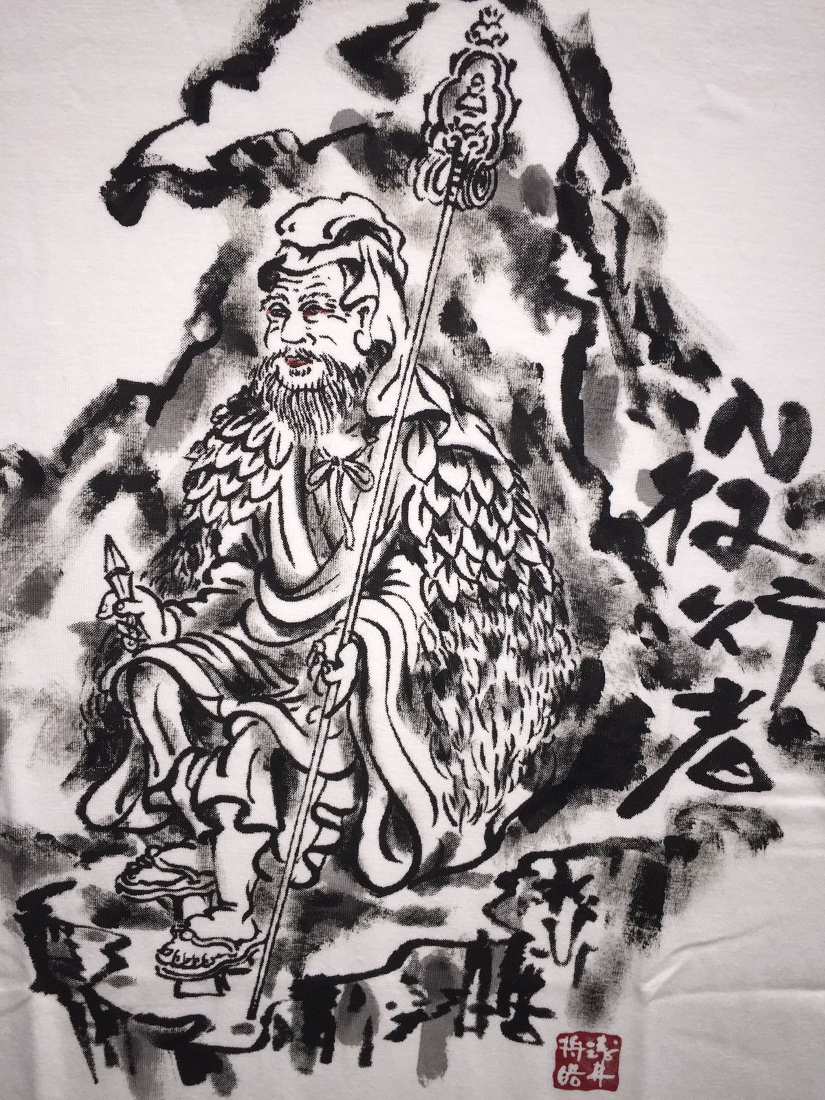 手描きTシャツ 仏画 No.7 役行者 白 | 伯舟庵 WEB ストア (JAPAN)