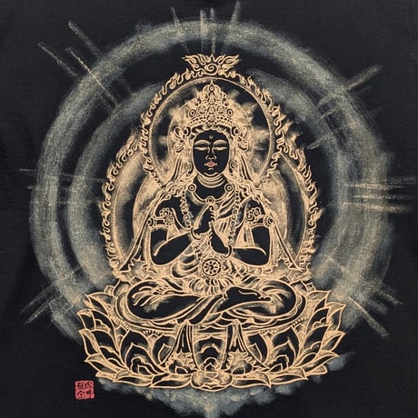 手描きTシャツ 仏画 No.31 大日如来 金剛界 黒