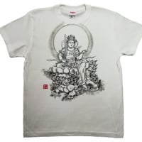 手描きTシャツ 仏画 No.17 文殊菩薩 白