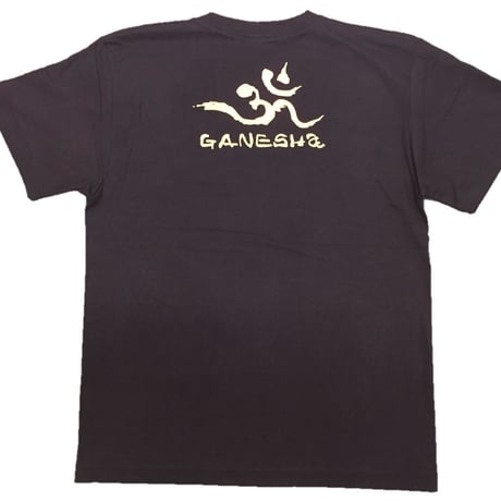 手描きTシャツ 仏画 No.14 ガネーシャ 黒
