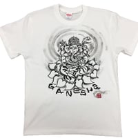 手描きTシャツ 仏画 No.14 ガネーシャ 白