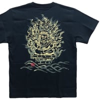手描きTシャツ 仏画 No.3 かわいい不動明王 黒