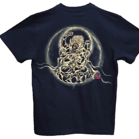 手描きTシャツ 仏画 No.10 愛染明王 黒