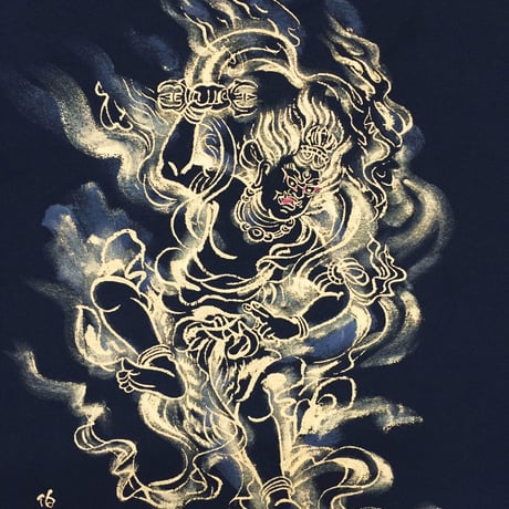 手描きTシャツ 仏画 No.1 蔵王権現 黒