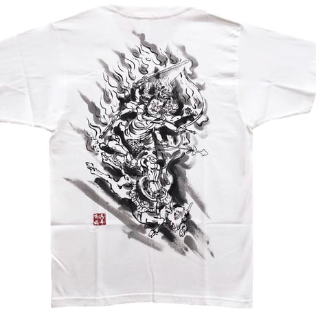 手描きTシャツ 仏画 No.5 大威徳明王 白