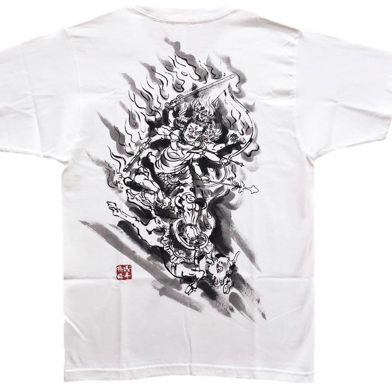 手描きTシャツ 仏画 No.5 大威徳明王 白 | 伯舟庵 WEB ストア (JAPAN)